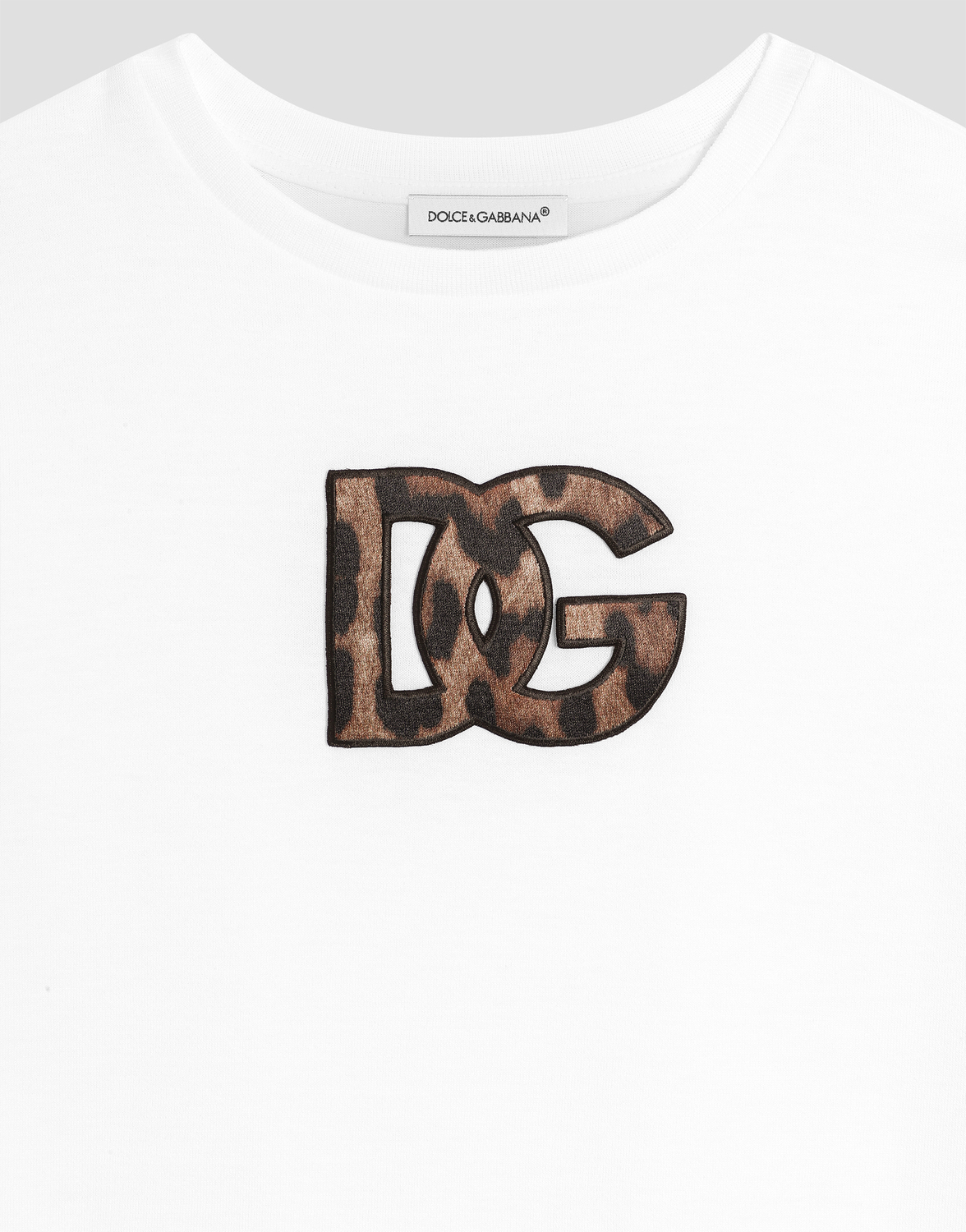 Футболка из джерси с нашивкой dg с леопардовым принтом Dolce & Gabbana, белый — фото 3