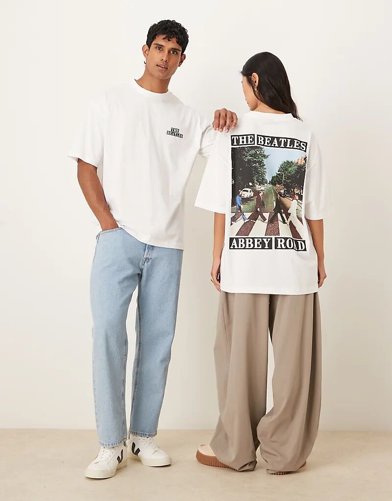 

Футболка унисекс оверсайз ASOS DESIGN белого цвета с принтом The Beatles
