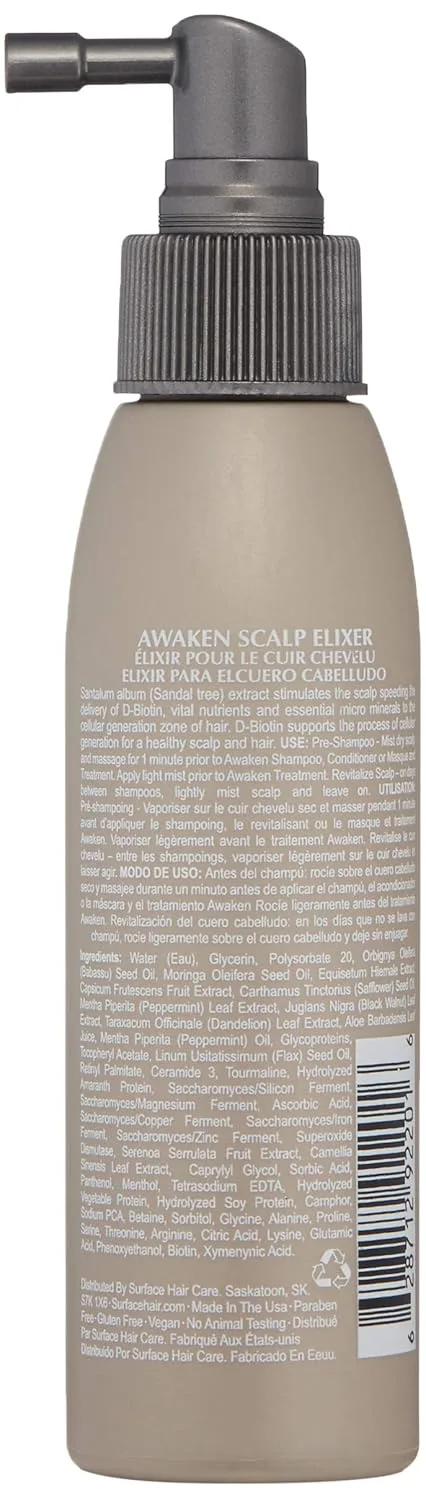 Surface Hair - Awaken Терапевтический эликсир для кожи головы - Натуральные ингредиенты для тонких волос и здоровья кожи головы - 113 мл — фото 2
