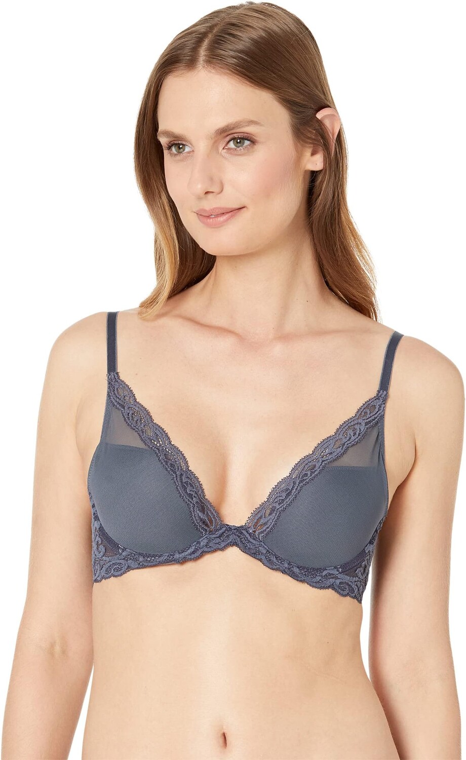

Бюстгальтер Feathers Contour с глубоким вырезом 730023 Natori, цвет Ash Navy