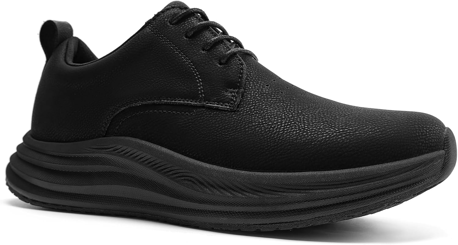 

Мужские ортопедические широкие прогулочные классические туфли - поддержка свода стопы, фасциит подошвы Orthocomfoot, черный