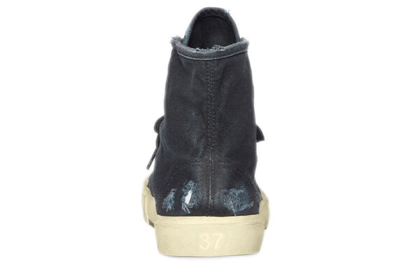Кроссовки paris high top sneakers 'black destroyed cotton and white rubber' Balenciaga, синий — фото 4