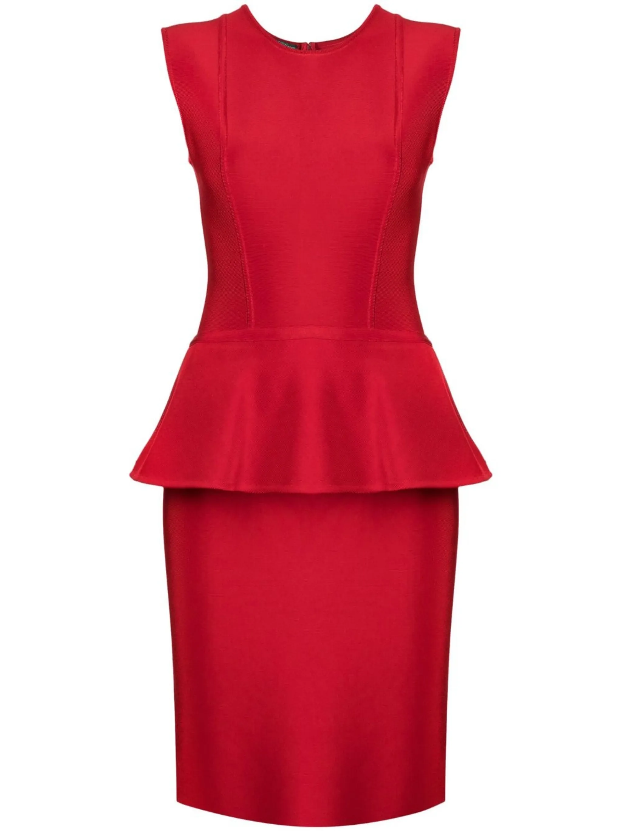 

Платье-футляр с баской Herve L. Leroux, красный