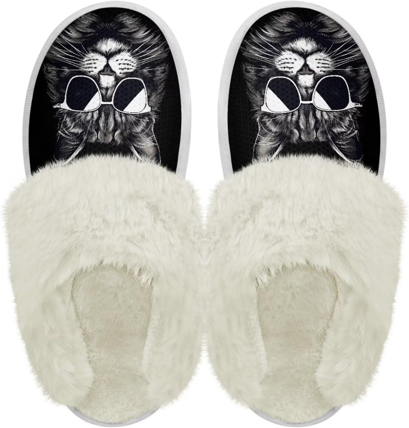 

Хлопковые тапочки PJHEQOXE с пушистыми краями, домашние тапочки для дома и улицы, хлопковые тапочки унисекс, Sunglasses Cat