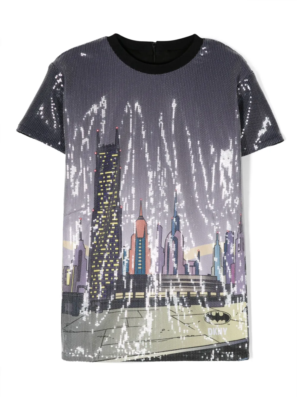 

Платье с короткими рукавами и пайетками Dkny Kids, серый