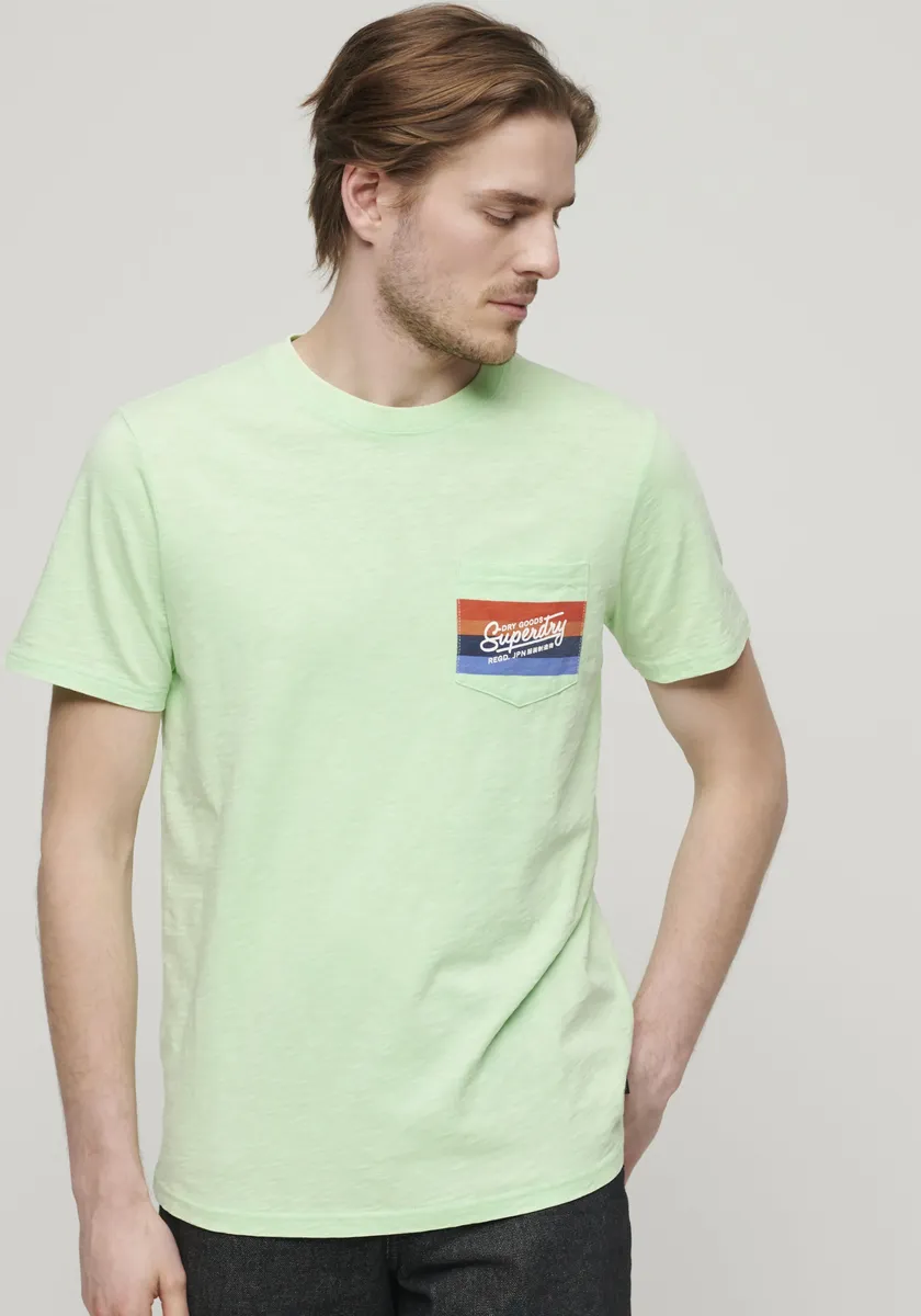 

Рубашка с принтом Superdry "SD-CALI STRIPED LOGO T SHIRT", зеленый