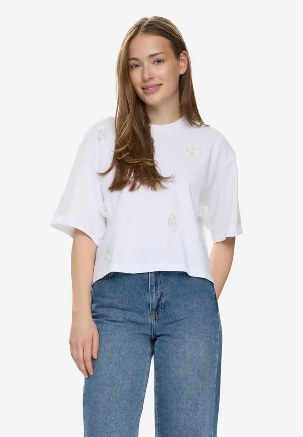 

Футболка с принтом nufleura Nümph, Bright White, Белый, Футболка с принтом nufleura Nümph, Bright White