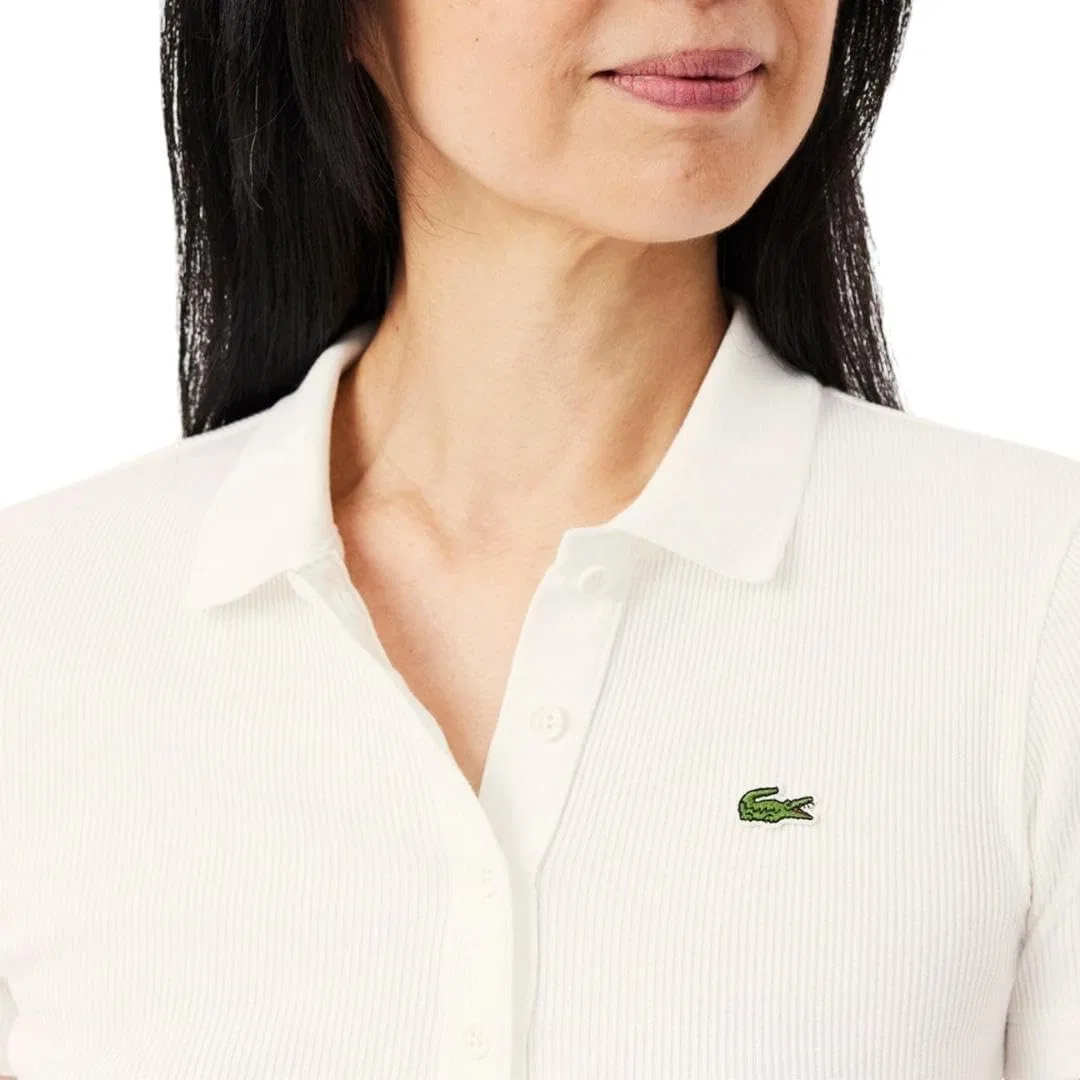 Рубашка-поло Lacoste L.12.d, приталенного кроя, зеленая расцветка "крокодиловая кожа" — фото 2