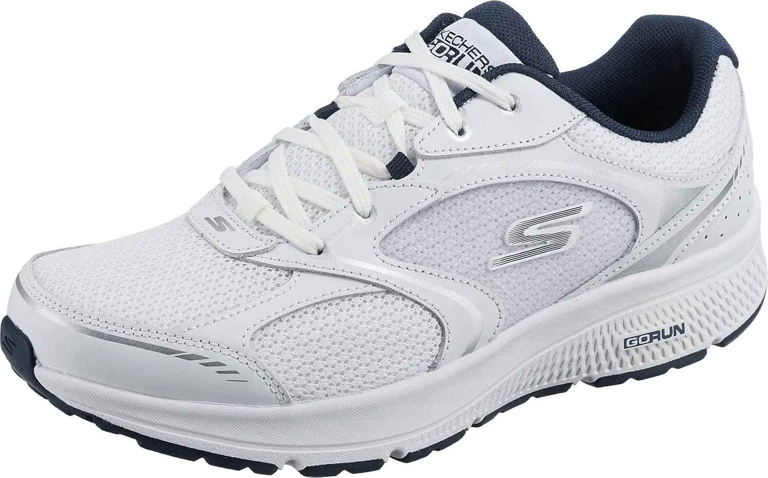 Мужские беговые кроссовки Skechers Go Run Consistent-Specie, White And Navy Leather Textile