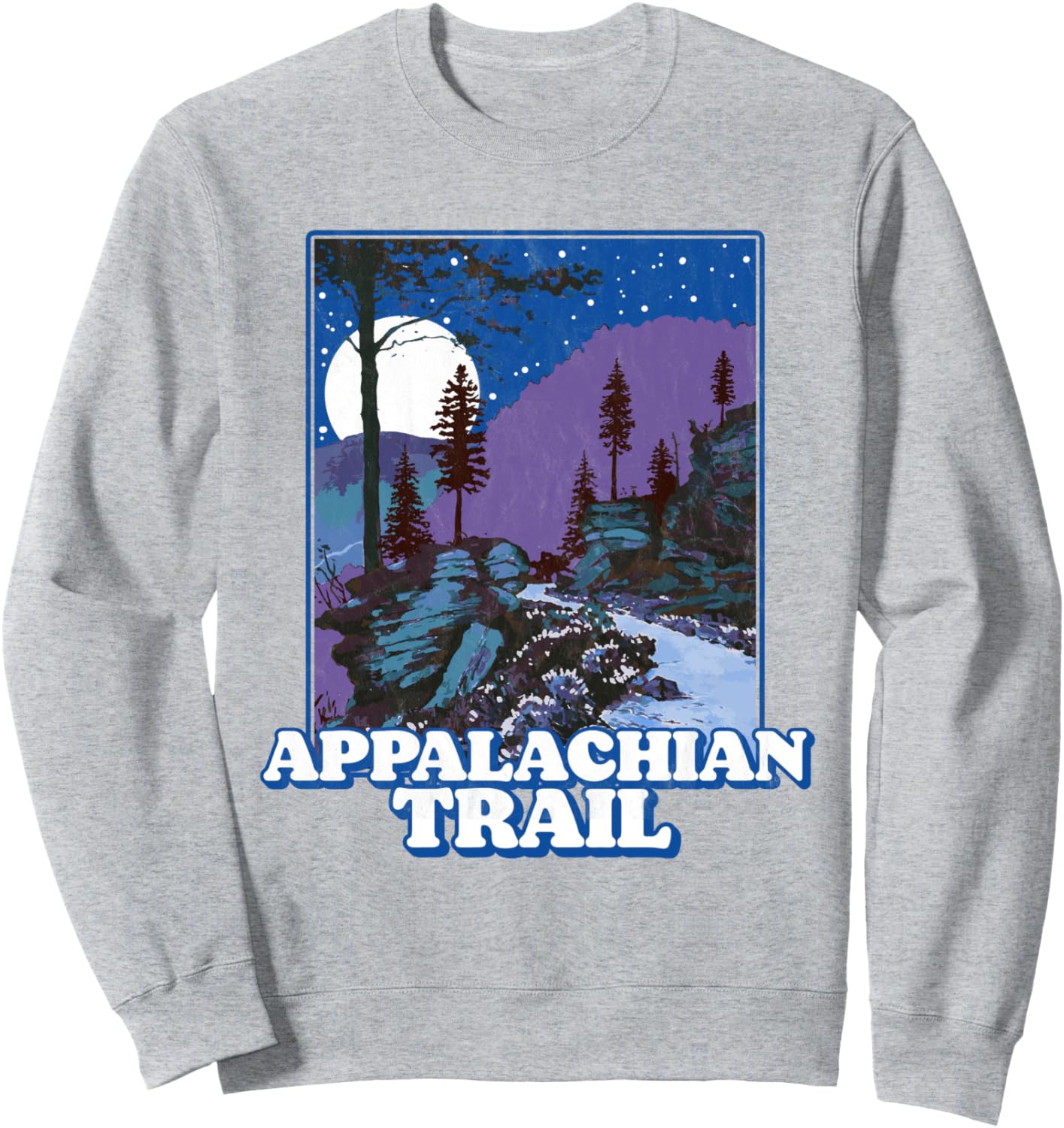 

Винтажная толстовка в стиле ретро с изображением ночной сцены Аппалачской тропы и гор The Public Lands Outdoor Lab, серый