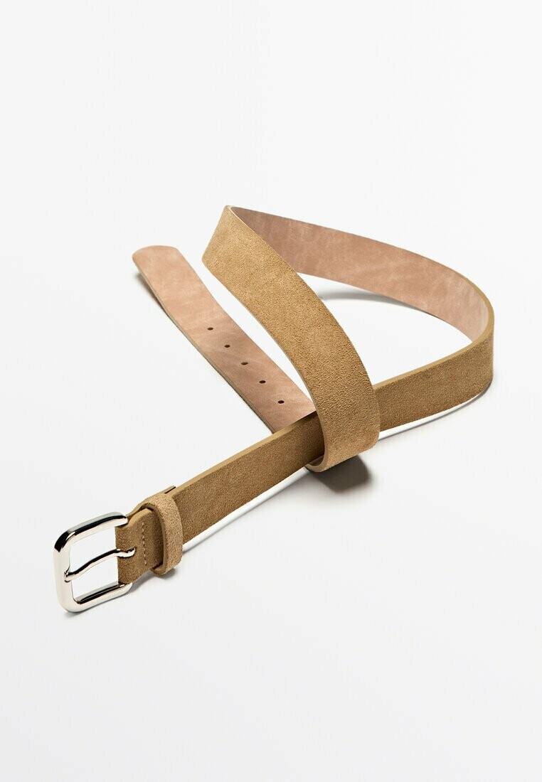 

Ремень With Square Buckle Massimo Dutti, бежевый