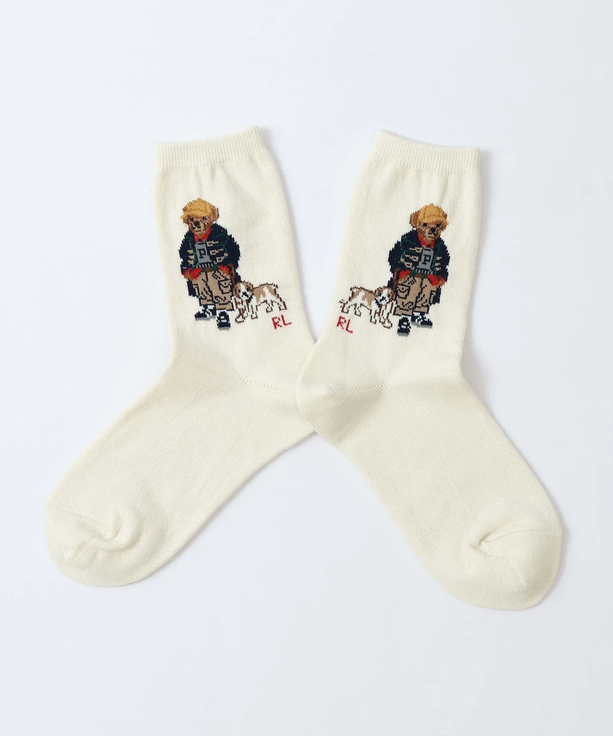 Носки детские с принтом Polo Bear, хлопок, оливковый — фото 3