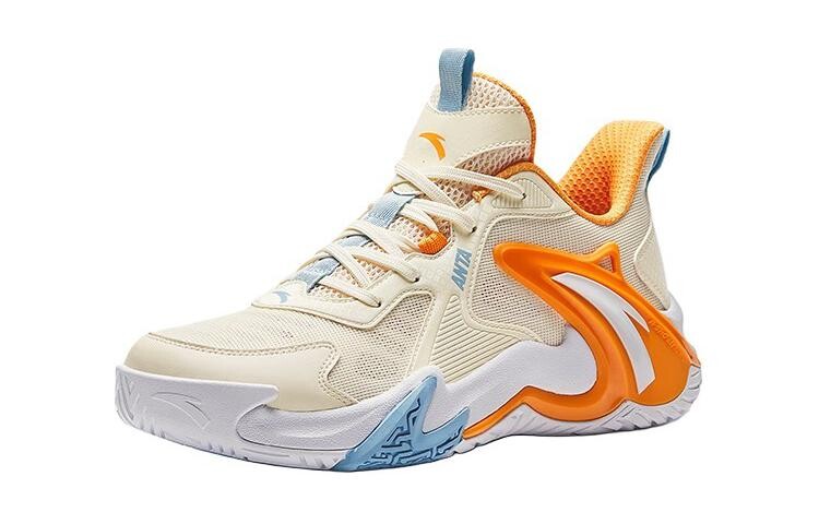 Детские баскетбольные кроссовки GS Low-top Rice White Orange Anta Kids, белый — фото 2