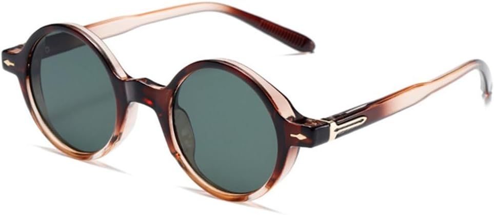 

2027 Модные панк-очки для женщин: круглые солнцезащитные очки, винтажные заклепки; мужские солнцезащитные очки сине-зеленого цвета, защита от ультрафиолета UV400 MTZJH, Brown Dark Green