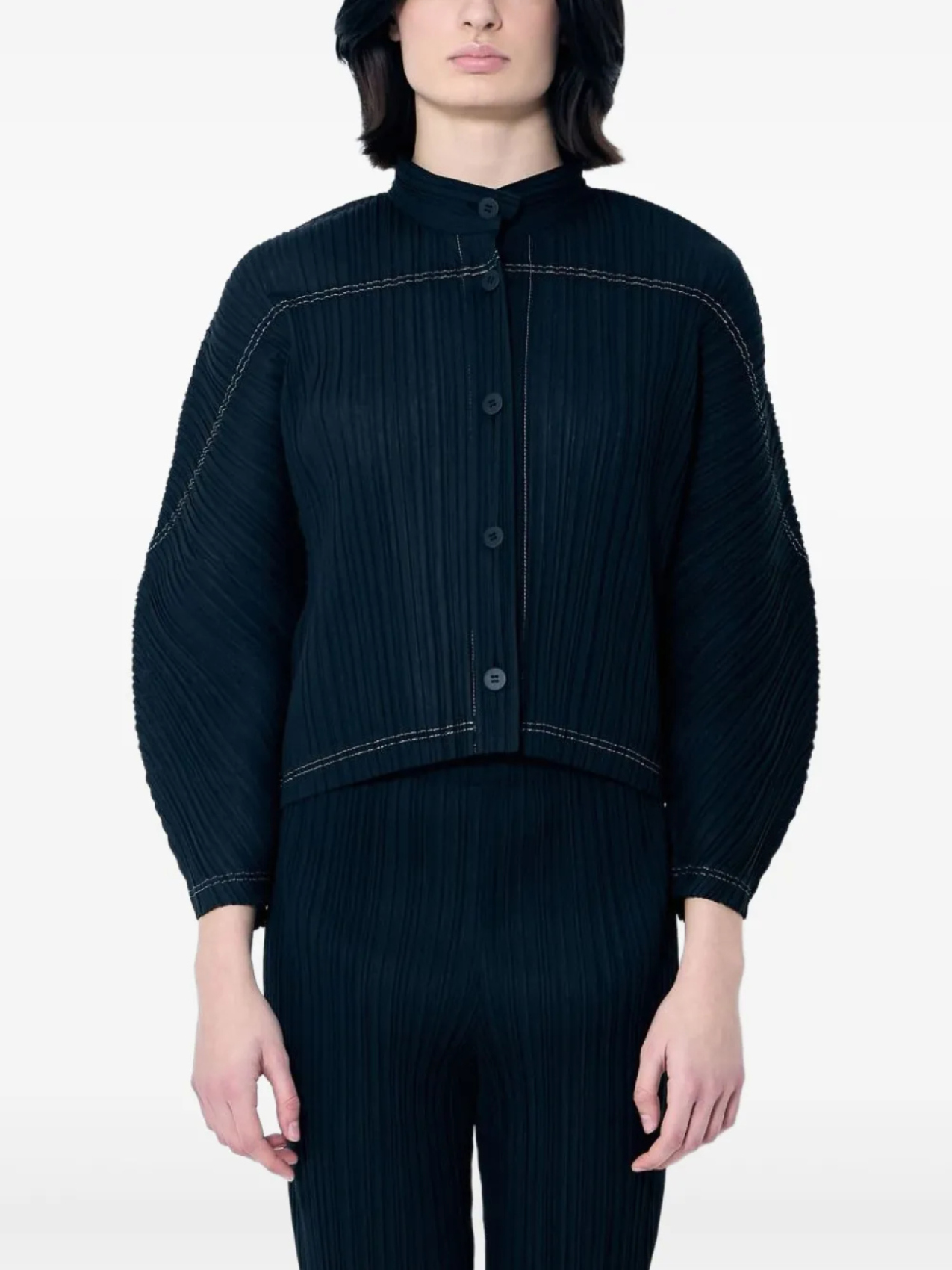 

Pleats Please Issey Miyake рубашка из рами, черный