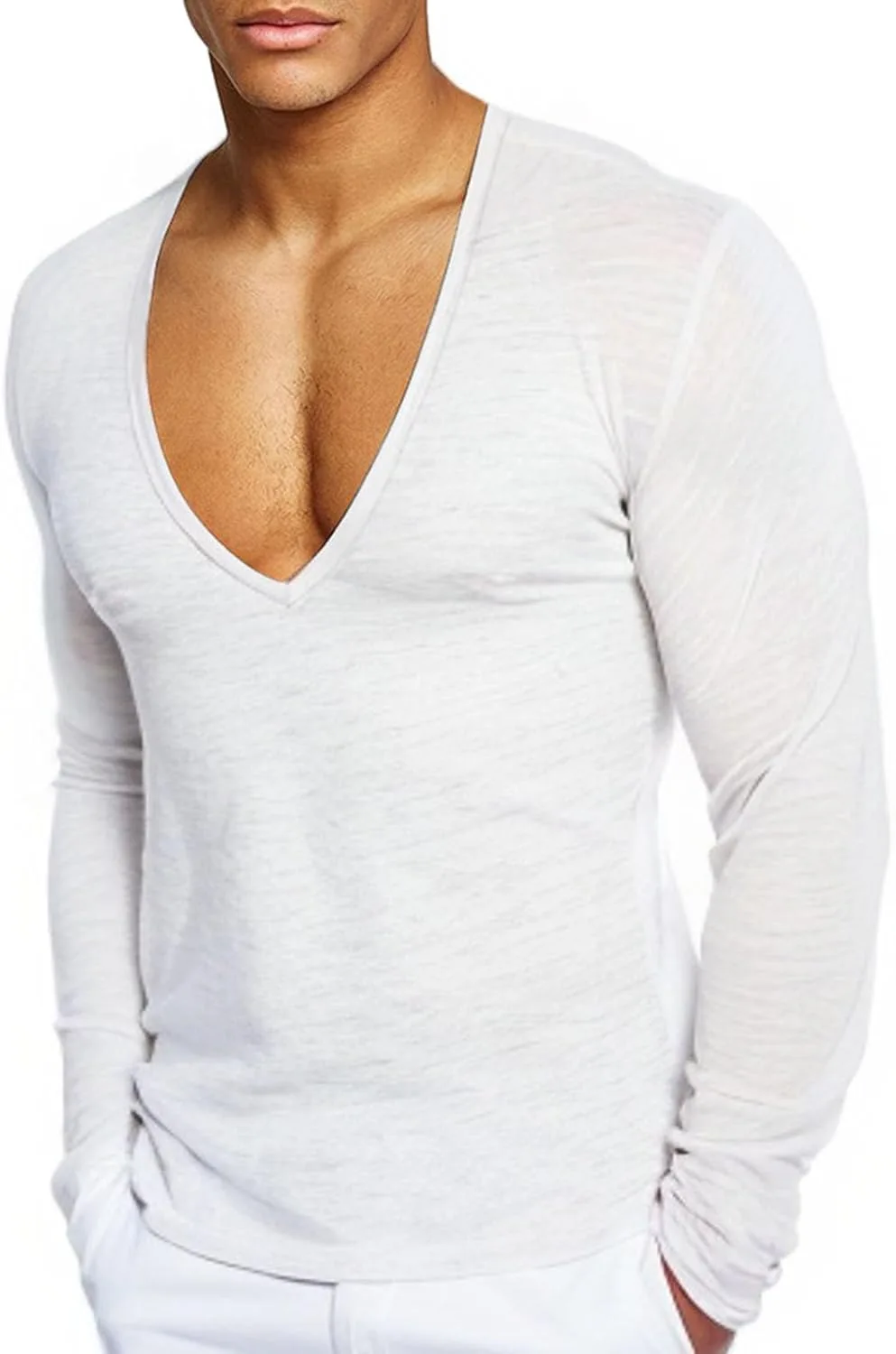 

Мужская футболка с глубоким V-вырезом, Slim Fit, хлопок Xiaojmake