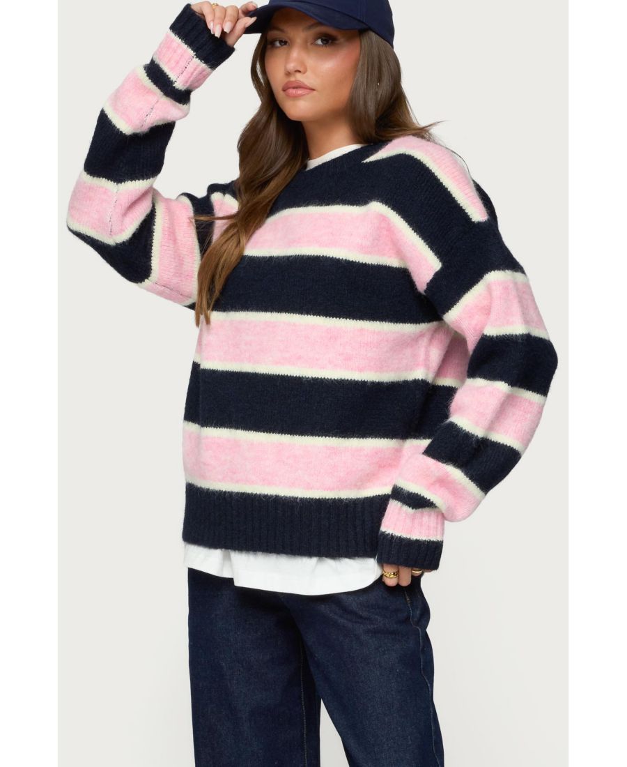 

Женский полосатый вязаный свитер Conrad Edikted, Navy-and-pink