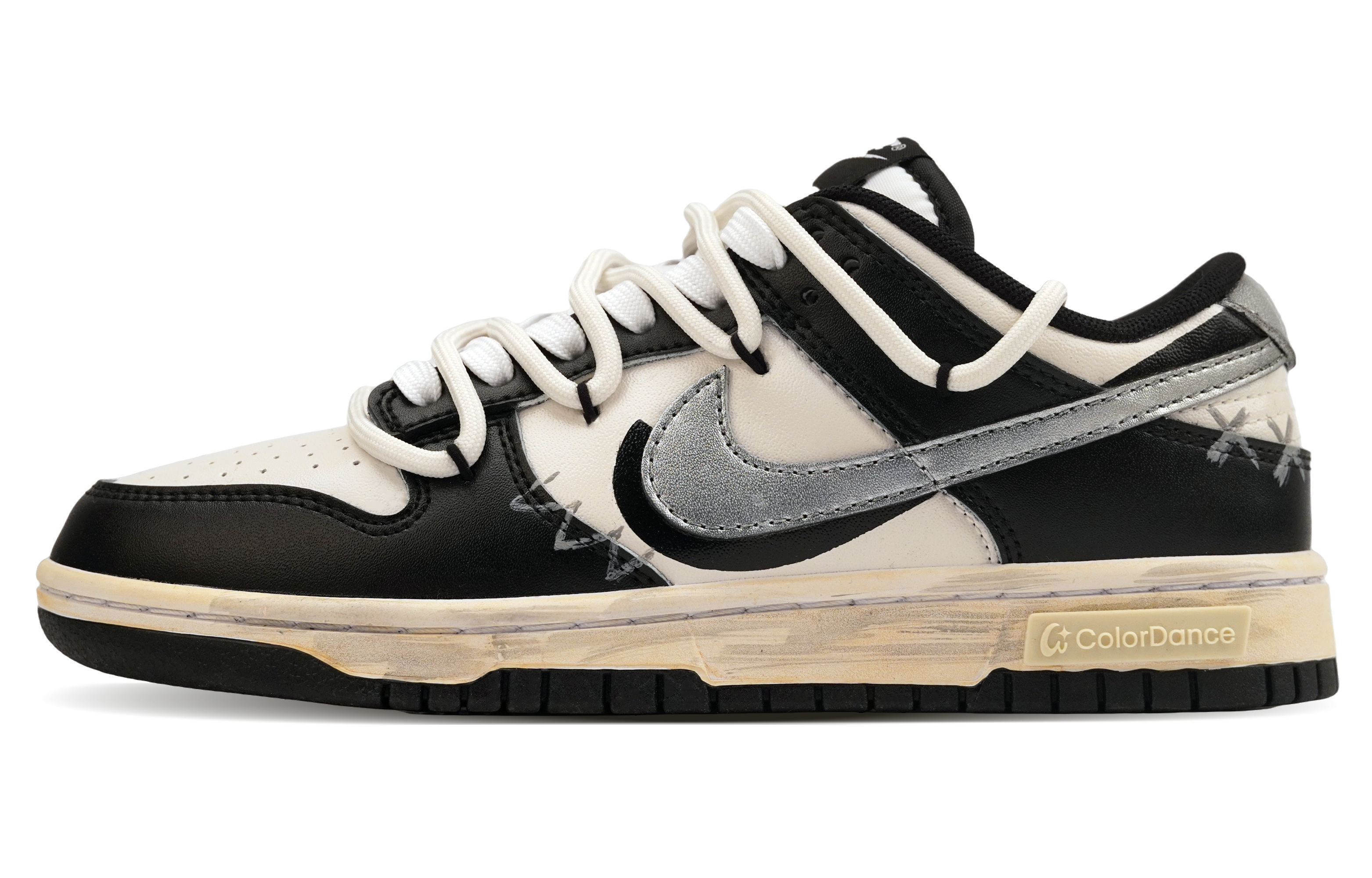 

Nike Детские кроссовки для скейтбординга Dunk 806 Planet Silver Ink с противоскользящим покрытием, износостойкие, черные, белые, серебристые, подростковые