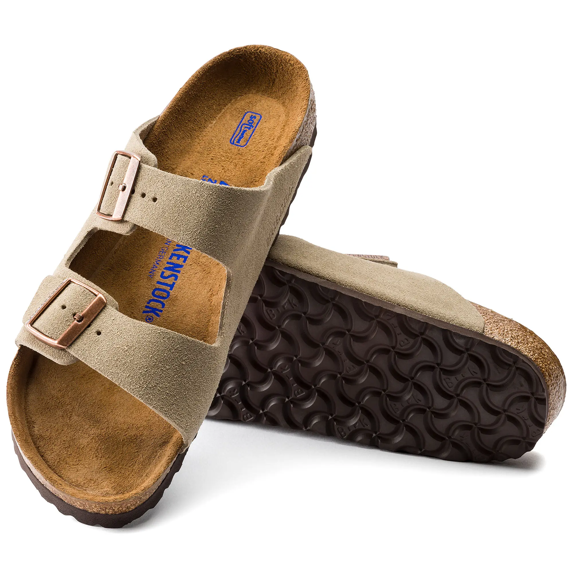 Мужские повседневные сандалии Arizona из замши с мягкой стелькой Birkenstock, Taupe — фото 3