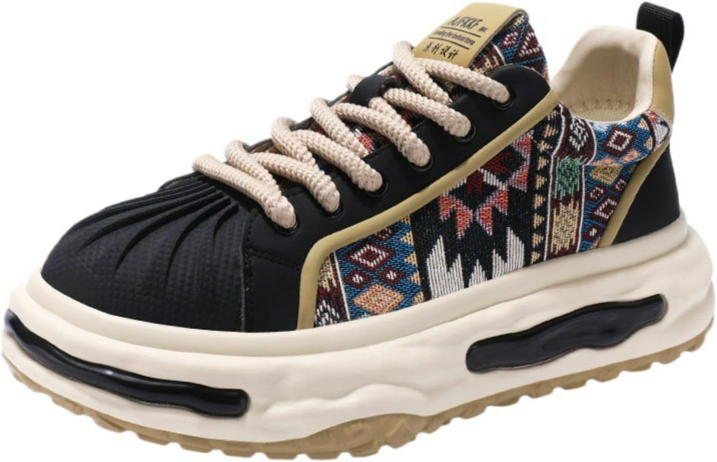 

MACEFIL Массивные модные кроссовки для мужчин Повседневный уличный стиль Нескользящая платформа Удобные модные туфли для набережной, черный