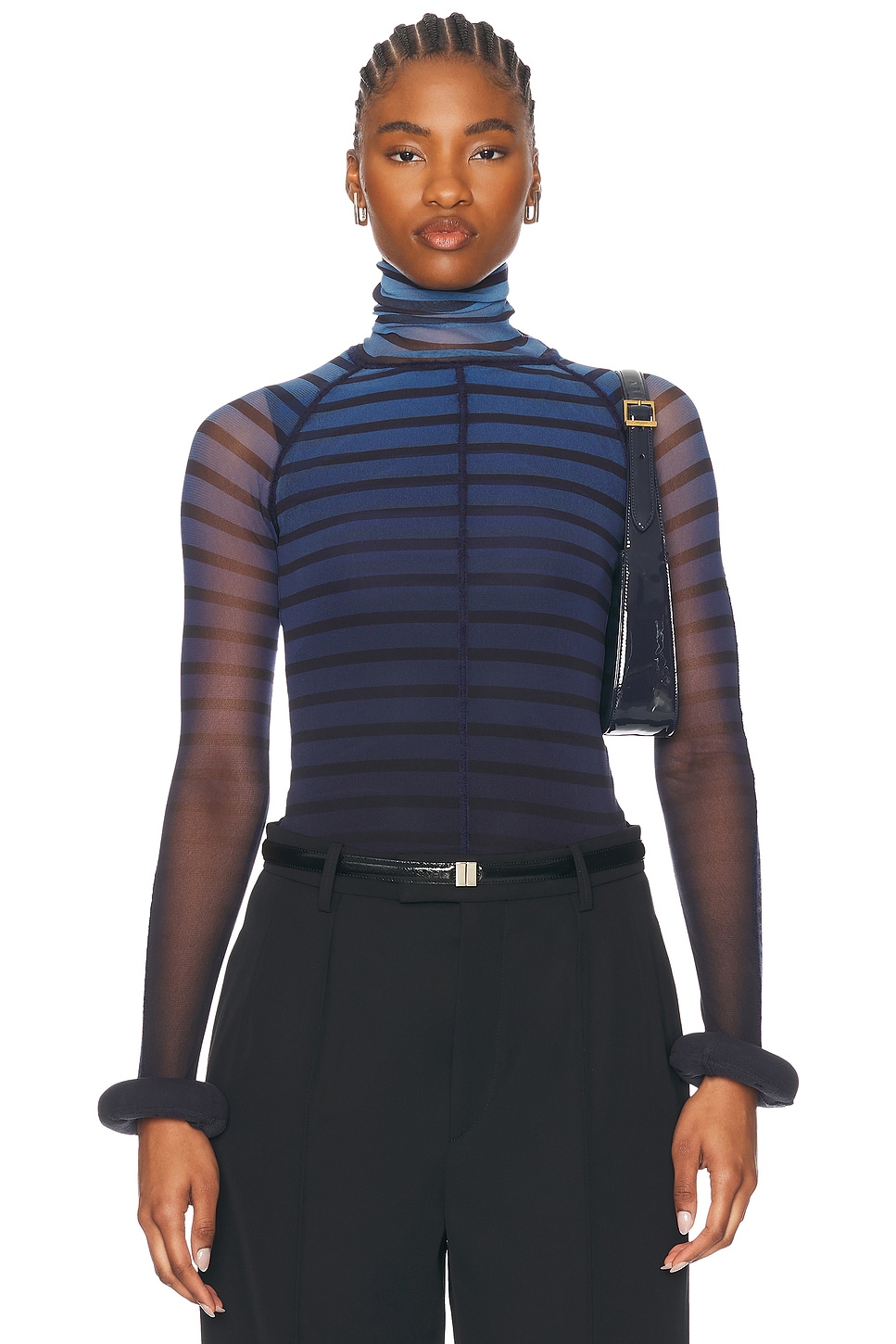 

3d Cuff Лонгслив Топ Jean Paul Gaultier, Black, Navy, & Light Blue