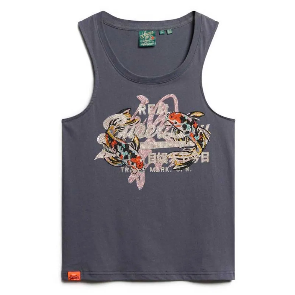 

Футболка без рукавов Superdry Vl Tokyo Scoop, серый