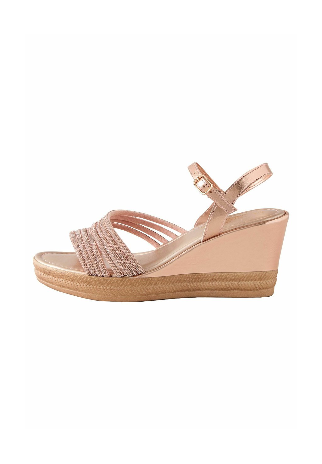 Босоножки на танкетке REGULAR FIT FOREVER COMFORT ROUND TOE ASYMMETRICAL BLING - Platform sandals Next, золотой