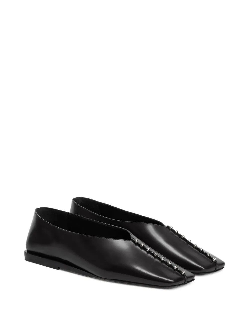 Балетки с заостренным носком и заклепками JIL SANDER, черный — фото 2