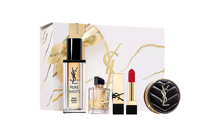 

Night Queen 2 Limited Edition Serums Box Skincare Sets Осветляющий, Увлажняющий и Питающий SAINT LAURENT, Queen of The Night Serums 30ml+Libre Eau De Parfum 7.5ml+Square Tube Lipstick #RM1.3g+Leather Cushion #B20 5g
