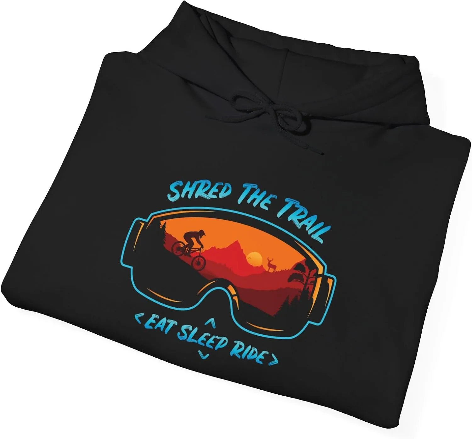 Толстовка унисекс с капюшоном из плотной смесовой ткани Heavy Blend Shred The Trail GENERIC, черный — фото 4