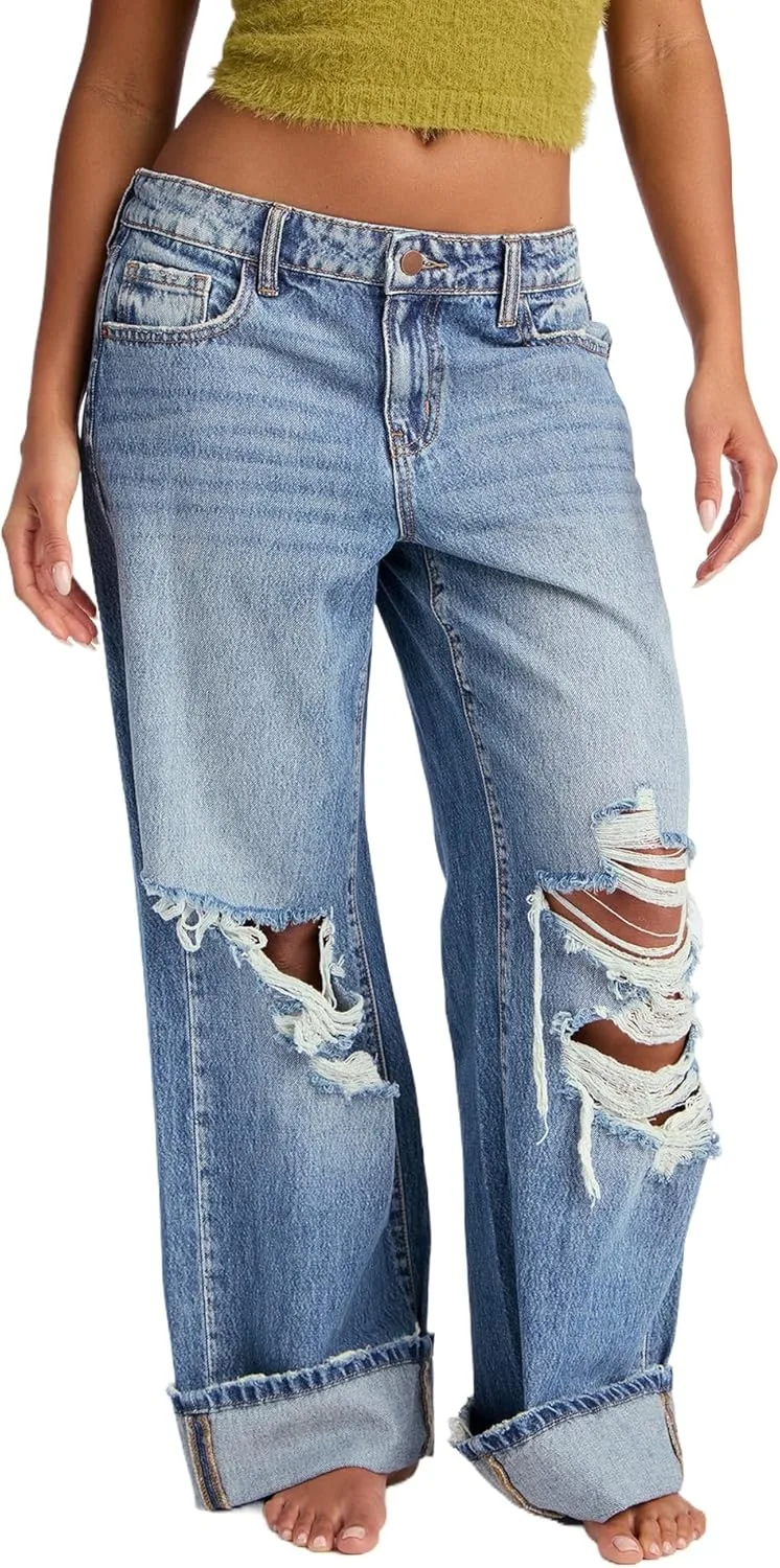 

Женские рваные джинсы distressed baggy wide leg