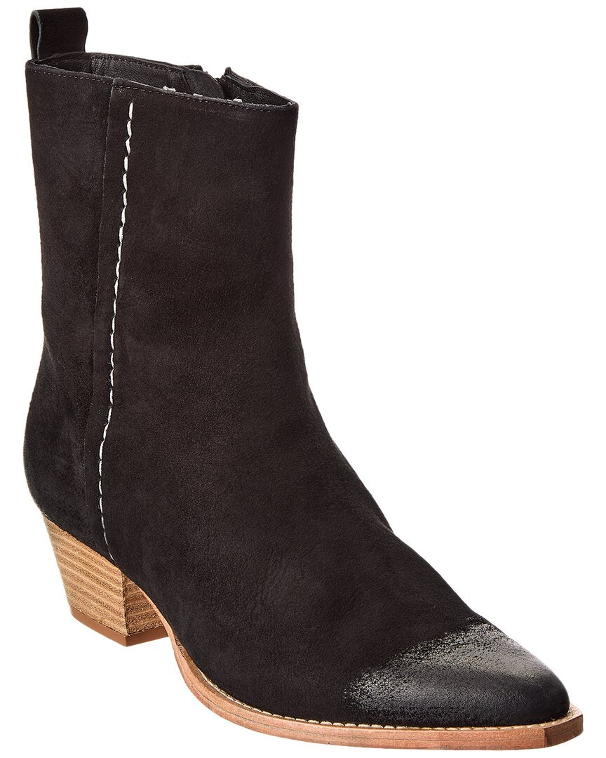 Free People Bowers Вышиванные замшевые сапоги, черный
