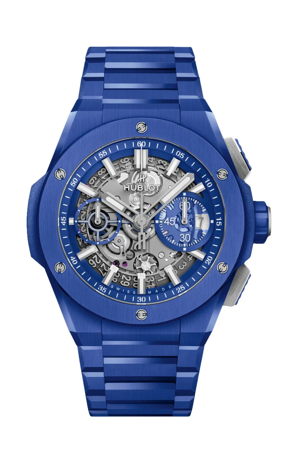 BIG BANG ИНТЕГРИРОВАННЫЕ СИНИЕ ИНДИГО КЕРАМИКА - 451.EX.5129.EX HUBLOT, золотой