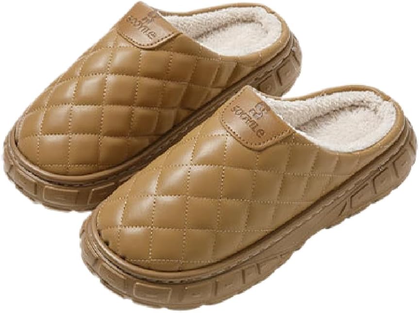 

Мужские домашние тапочки премиум-класса с кожей, терморешеткой, противоскользящей подошвой, мягкие, теплые, пушистые, с амортизирующей подошвой Generic, хаки