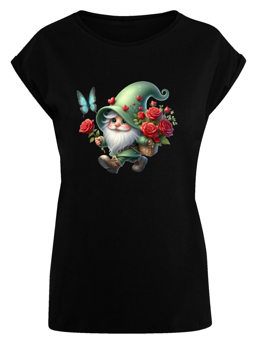 

Рубашка F4NT4STIC Gnom Frühling Blumen Schmetterling, черный