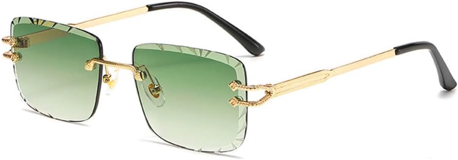 

Солнцезащитные очки LVTFCO в ретро-стиле, прямоугольные, без оправы, мужские, в металлической оправе, женские, для путешествий, летние, с защитой от УФ-излучения UV400, C02 Green