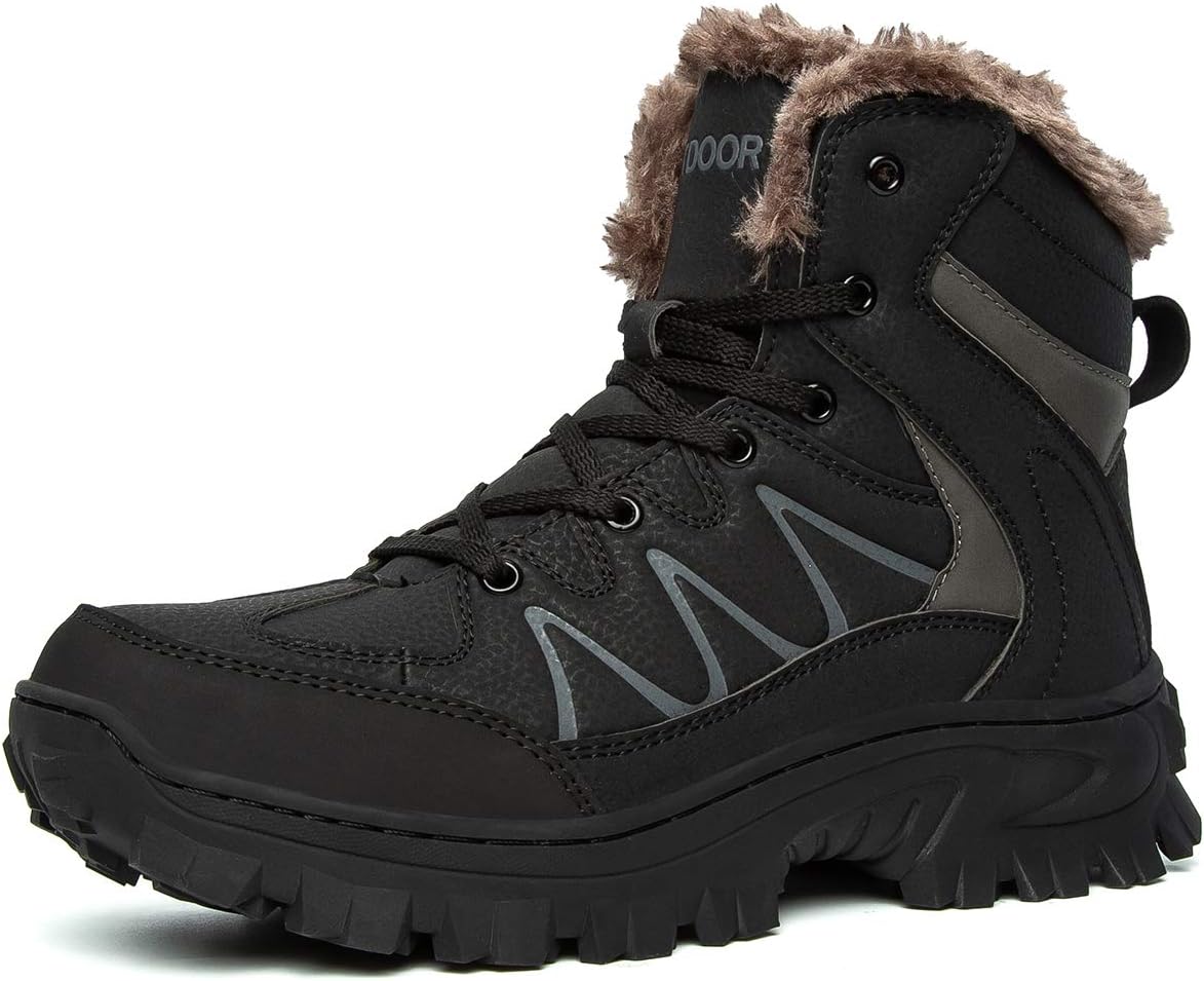 

Мужские водонепроницаемые зимние походные ботинки для альпинизма и треккинга с утеплителем и меховой подкладкой Betoosen, черный