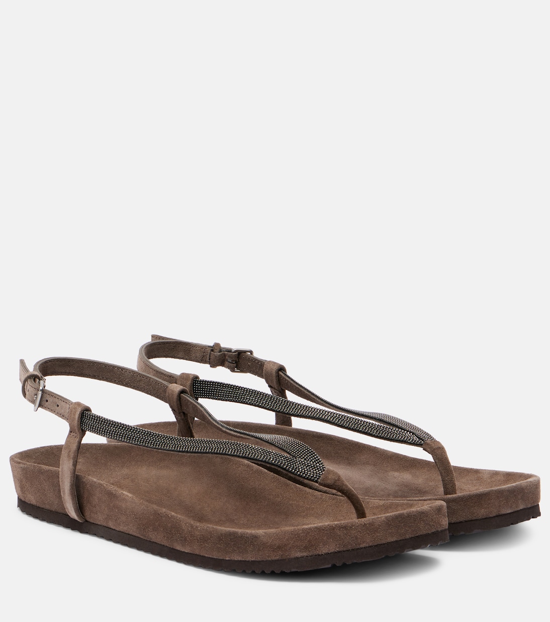 Мокасины-шлепанцы Monili из замши Brunello Cucinelli, Medium Brown