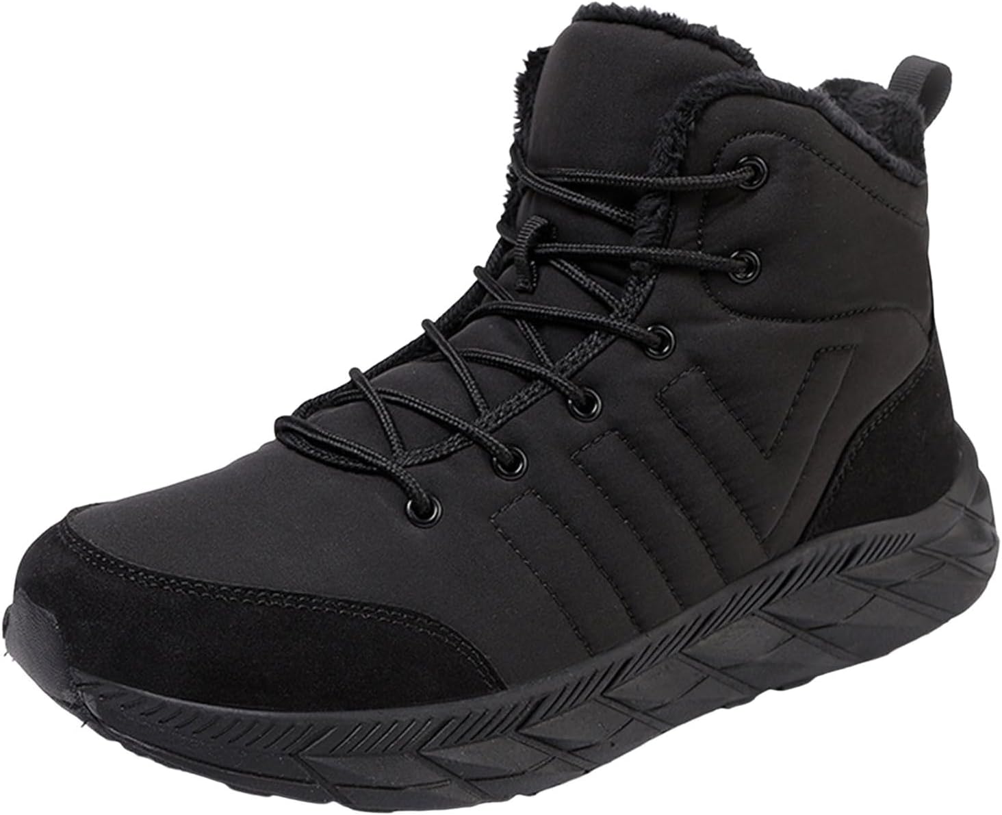 

Мужские зимние ботинки IWIHMIV, утепленные хлопковые ботинки до щиколотки, легкие, удобные, нескользящие, для походов и активного отдыха, черный