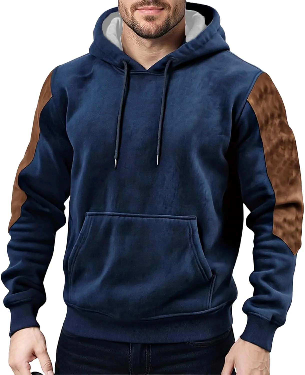 

Мужская флисовая толстовка с длинным рукавом и капюшоном Military, с налокотниками, M-3XL