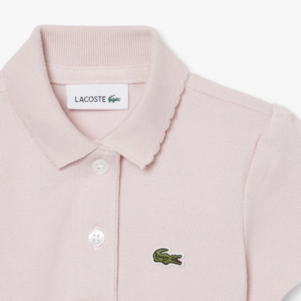 Детская светло-розовая рубашка-поло пике с рукавами-фонариками от Lacoste — фото 4
