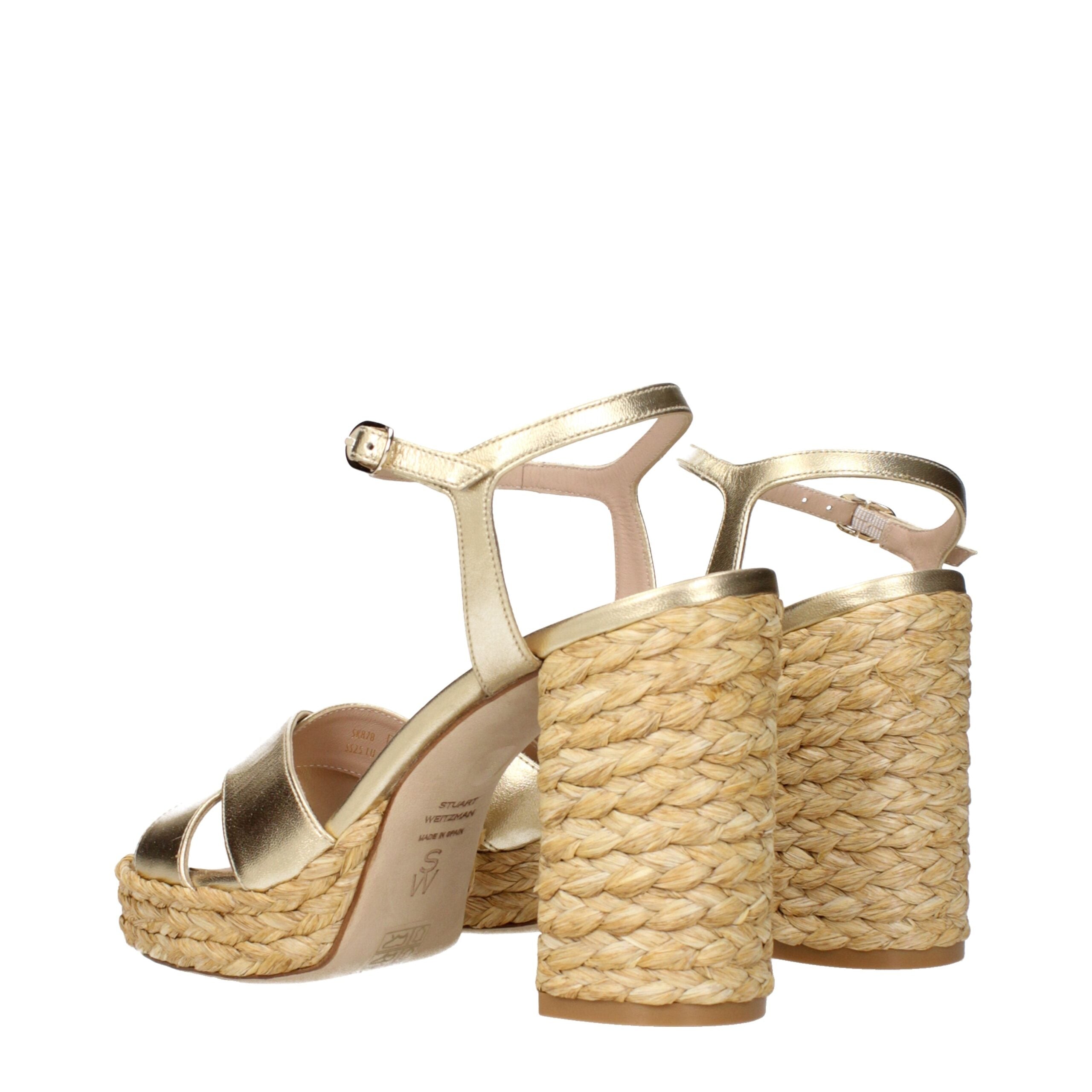 Женские кожаные туфли на платформе Stuart Weitzman, золотой — фото 4