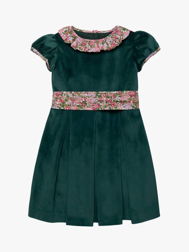 

Детское платье с коротким рукавом Lily Rose Gold из вельвета Trotters, Green