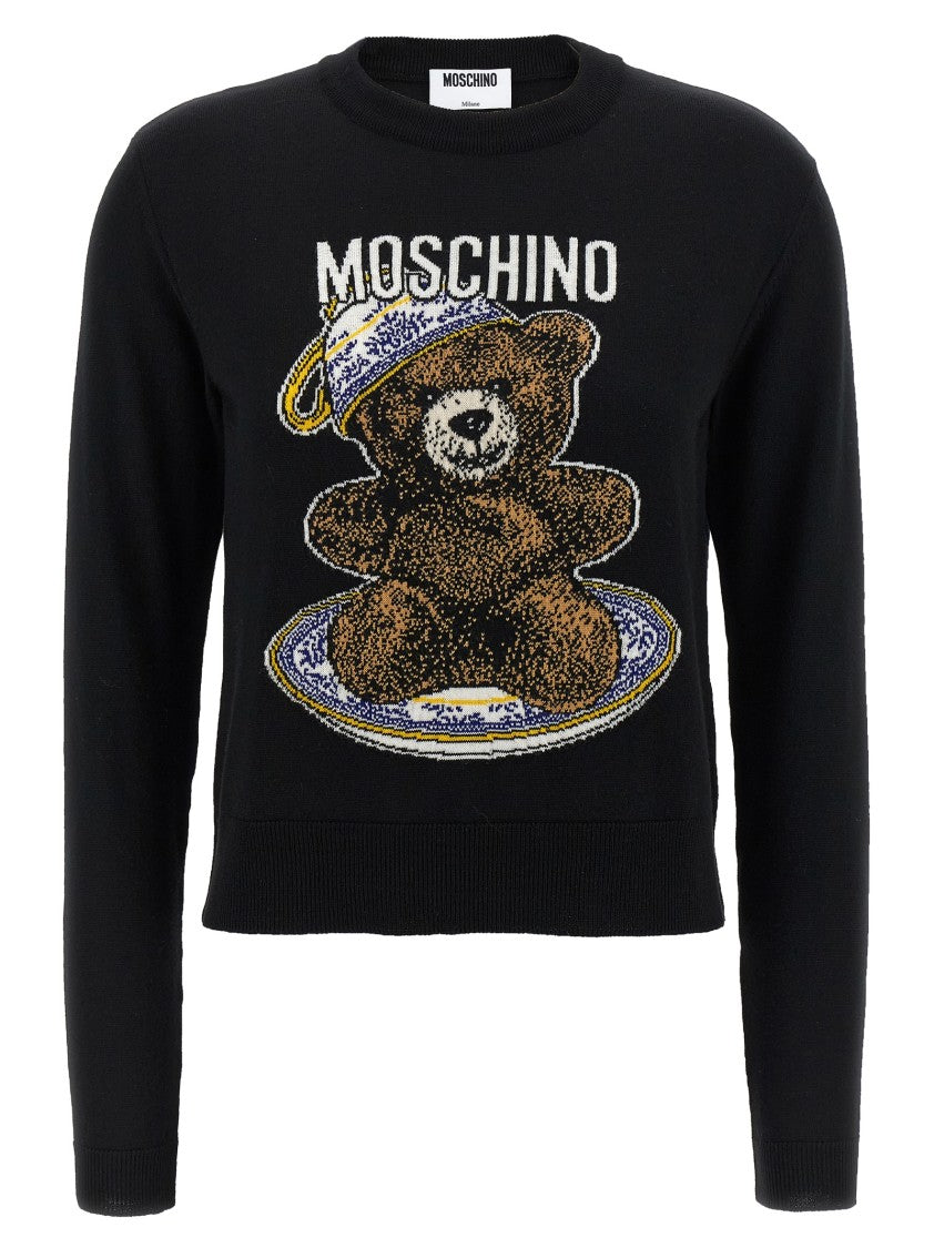 

Свитер из супертонкой чистой шерсти Moschino, черный