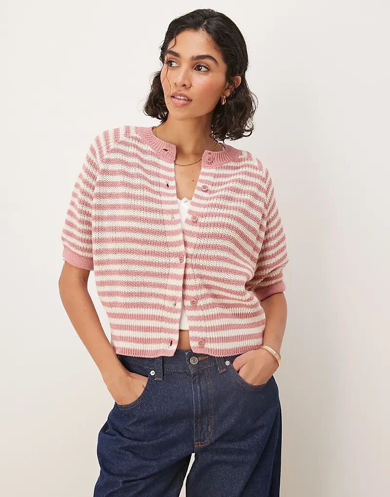 

Вязаный кардиган ASOS DESIGN с рукавами реглан в пыльно-розовом цвете