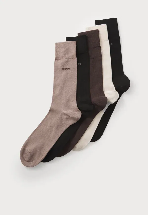 Носки 5 пар Boss, black/light brown/dark brown, черный/светло-коричневый/темно-коричневый