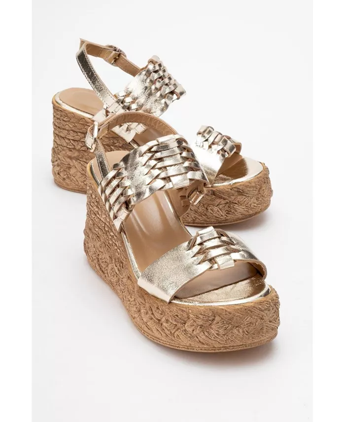 Олиен кожаные платформенные эспадрильи (женские) Forever & Always Shoes, золото — фото 2
