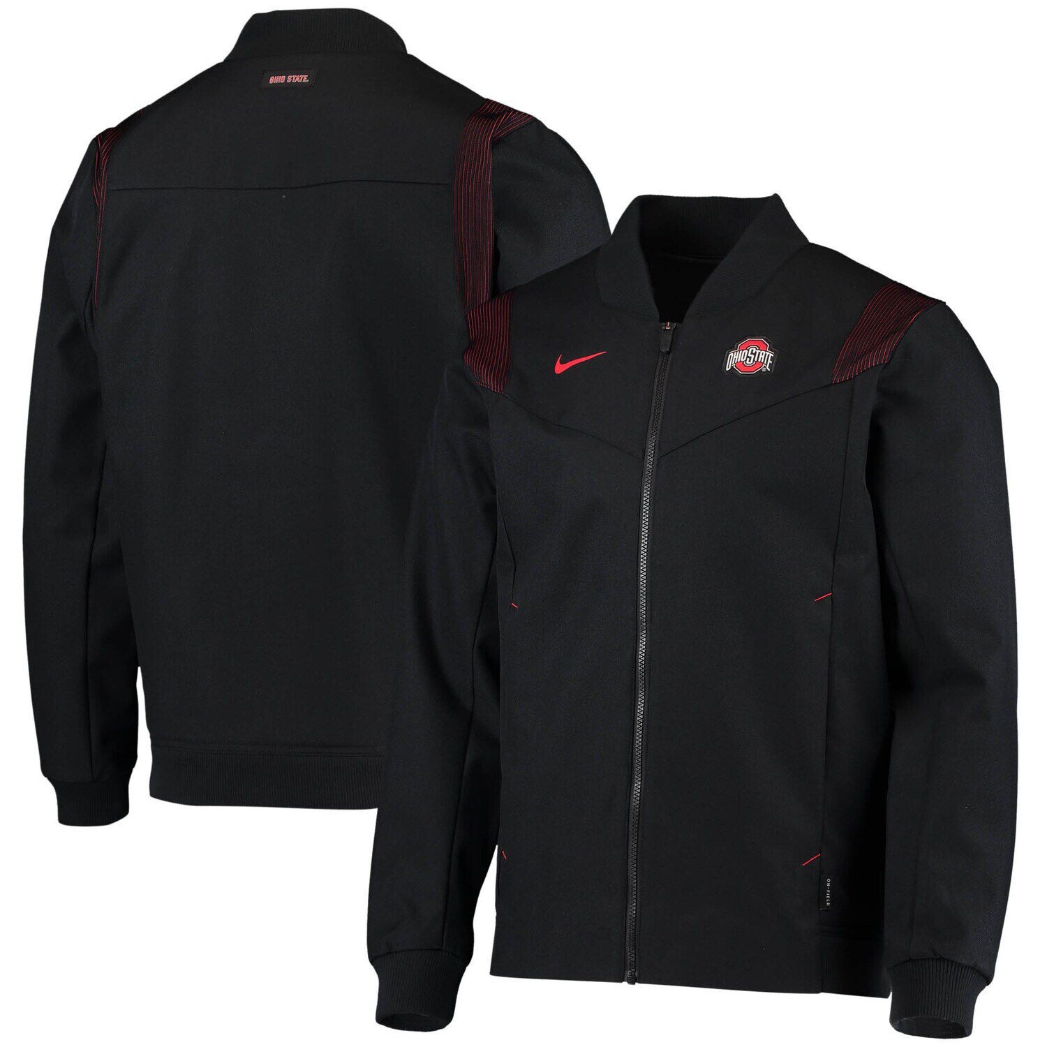 

Мужской черный бомбер с молнией во всю длину Ohio State Buckeyes Nike