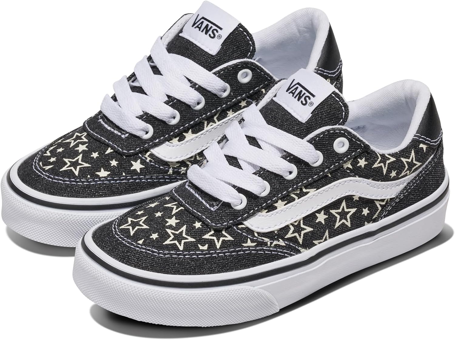 Vans Girls Brooklyn Ls Shoe | Детские низкие кроссовки для школы и моды, повседневная детская обувь, Stars Black — фото 2