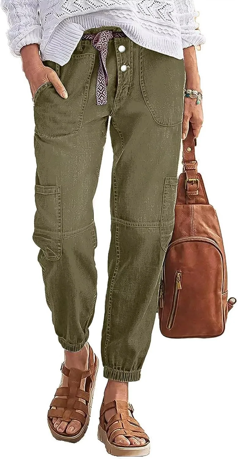 

Flamingals прямые джинсы с пуговицами для женщин, много карманов, средняя посадка